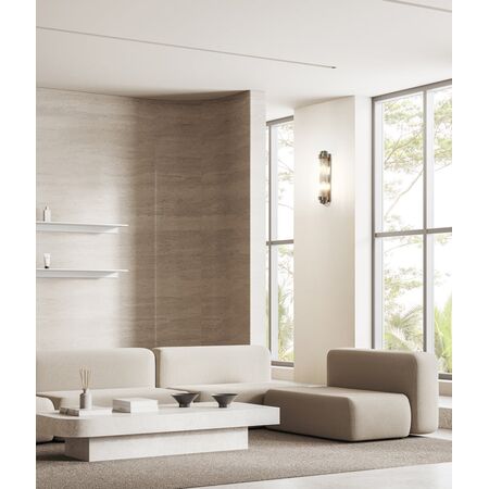 Wall Int S/M 2 x SES Up/Dn CLR Glass Rod w/ White Base