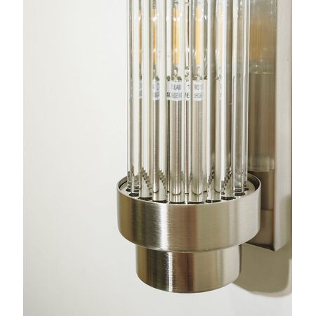 Wall Int S/M 2 x SES Up/Dn CLR Glass Rod w/ Chrome Base