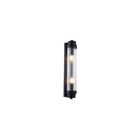 Wall Int S/M 2 x SES Up/Dn CLR Glass Rod w/ Satin Chrome Base