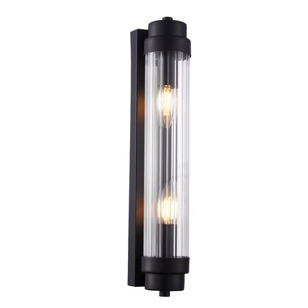 Wall Int S/M 2 x SES Up/Dn CLR Glass Rod w/ Chrome Base
