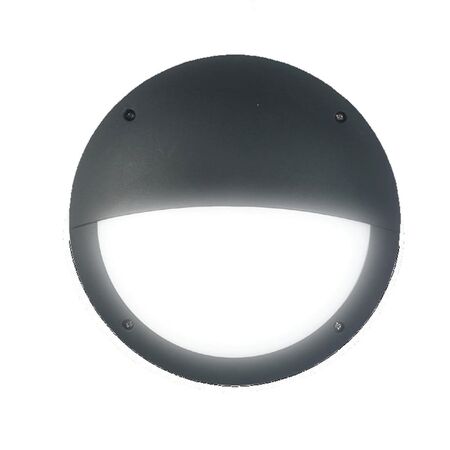 BULKHEAD 12W RND Blk 4K IP66 OD300mm Eyelid 500 Lm