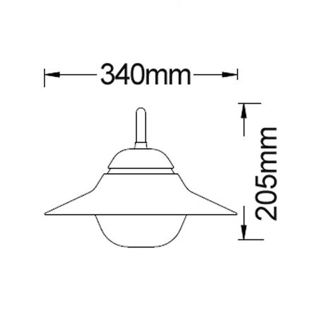 PENDANT ES Matt Wh SUN HAT IP44 OD340mm  Frosted Diff
