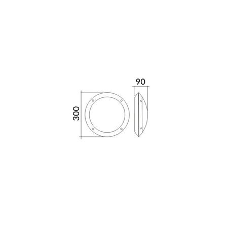 BULKHEAD 12W RND Blk 4K IP66 OD300mm 800 Lm