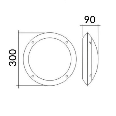 BULKHEAD 12W RND Blk 4K IP66 OD300mm 800 Lm