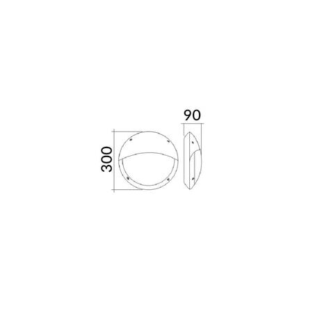 BULKHEAD 12W RND Blk 4K IP66 OD300mm Eyelid 500 Lm
