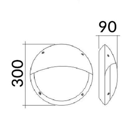 BULKHEAD 12W RND Blk 4K IP66 OD300mm Eyelid 500 Lm
