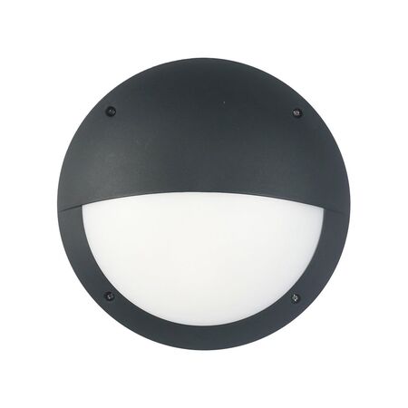 BULKHEAD 12W RND Blk 4K IP66 OD300mm Eyelid 500 Lm