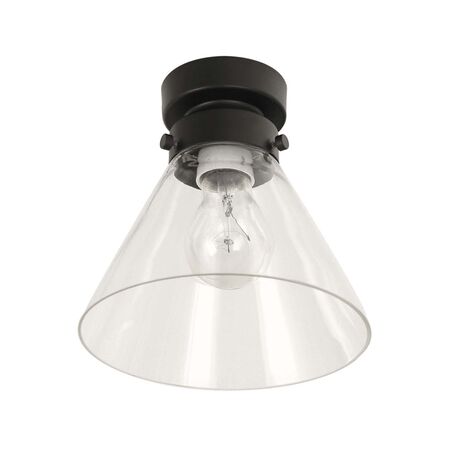 DIY Batten Fitting SML Smoke Glass CONE OD180mm w/Blk