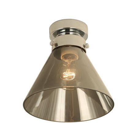 DIY Batten Fitting SML Smoke Glass CONE OD180mm w/Chrome