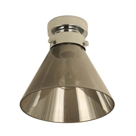 DIY Batten Fitting SML Smoke Glass CONE OD180mm w/Chrome