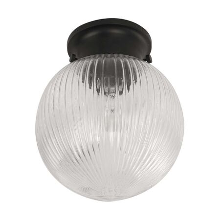 DIY Batten Fitting Smoke Glass Ribbed SPHERE OD200mm w/Chrome
