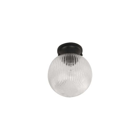 DIY Batten Fitting CLR Glass Ribbed SPHERE OD200mm w/Chrome