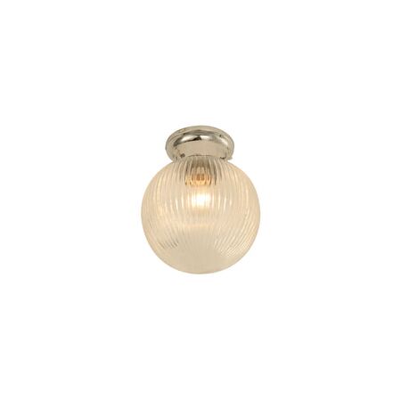 DIY Batten Fitting Smoke Glass Ribbed SPHERE OD200mm w/Chrome