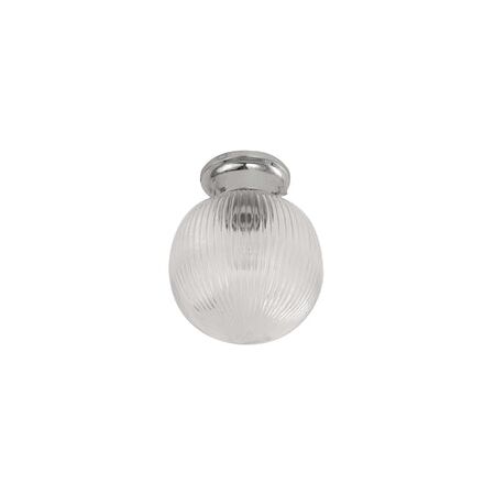 DIY Batten Fitting Smoke Glass Ribbed SPHERE OD200mm w/Chrome