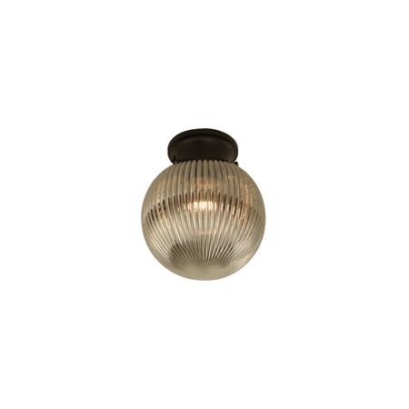 DIY Batten Fitting CLR Glass Ribbed SPHERE OD200mm w/Chrome