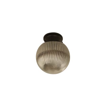 DIY Batten Fitting Smoke Glass Ribbed SPHERE OD200mm w/Chrome