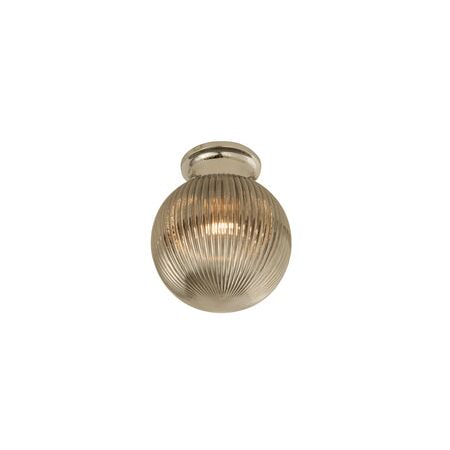 DIY Batten Fitting Smoke Glass Ribbed SPHERE OD200mm w/Chrome