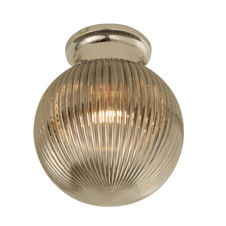 DIY Batten Fitting CLR Glass Ribbed SPHERE OD200mm w/Chrome