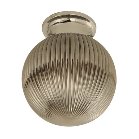 DIY Batten Fitting Smoke Glass Ribbed SPHERE OD200mm w/Blk
