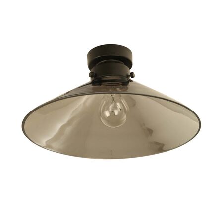 DIY Batten Fitting LGE Smoke Glass CONE OD300mm w/Blk