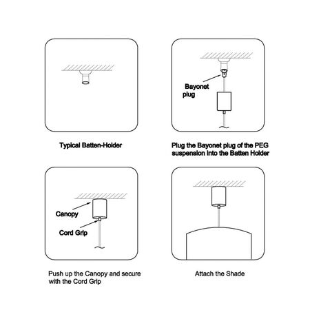 DIY Pendant Suspension Kit Plug in ES WH L 3m
