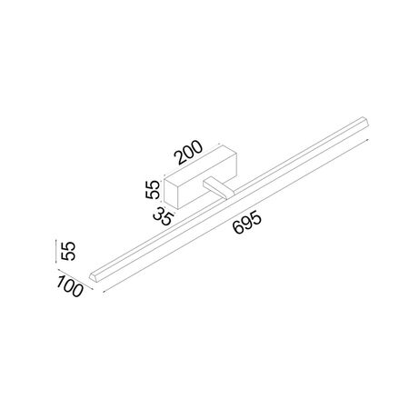 WALL Int S/M 16W LINEAR Ant Brass Tri Dim FR Diff L695 mm 1531Lm