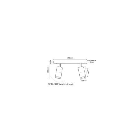 PILLAR D/ADJ GU10 Blk IP44 RECT BAR B/Plate
