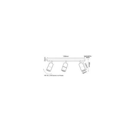 PILLAR D/ADJ GU10 Blk IP44 RECT BAR B/Plate