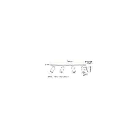 PILLAR ADJ 3 Light GU10 Wh IP44 RECT BAR B/Plate
