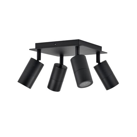 PILLAR D/ADJ GU10 Blk IP44 RECT BAR B/Plate