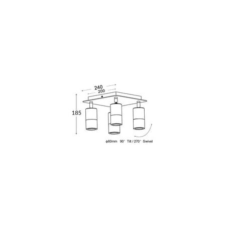 PILLAR D/ADJ GU10 Titanium IP44 RECT BAR B/Plate