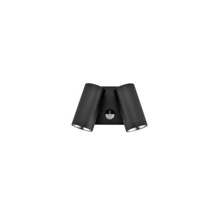 D/ADJ Pillar LED Matt Blk P/Coated Aluminium 3K / 4K/ 5.5K (2 x 850 Lm) IP65 16W w/sensor