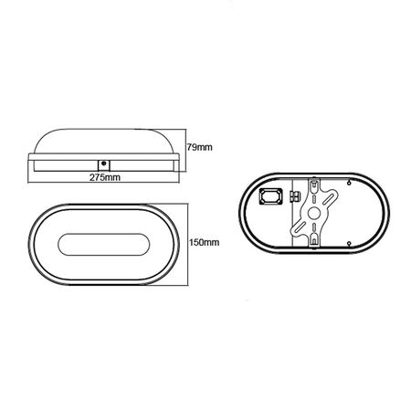 BULKHEAD 20W OVAL Blk 5K IP65 Opt Cage 1700 Lm
