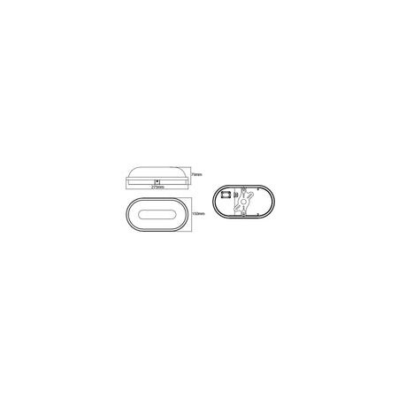 BULKHEAD 20W OVAL Wh 3K IP65 Opt Cage 1700 Lm