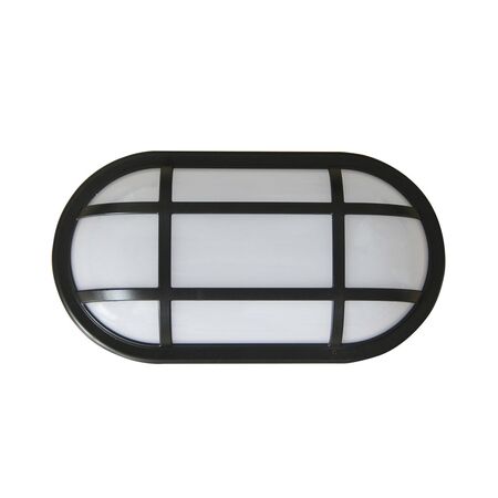 BULKHEAD 20W OVAL Blk 3K IP65 Opt Cage 1700 Lm
