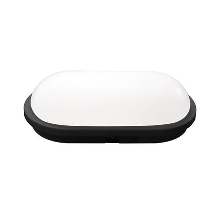BULKHEAD 20W OVAL Blk 3K IP65 Opt Cage 1700 Lm
