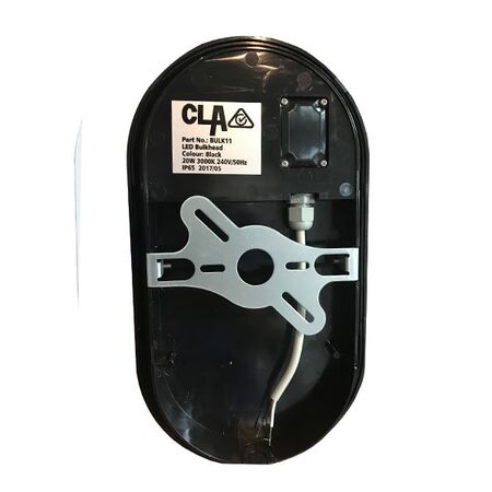 BULKHEAD 20W OVAL Wh 5K IP65 Opt Cage 1700 Lm