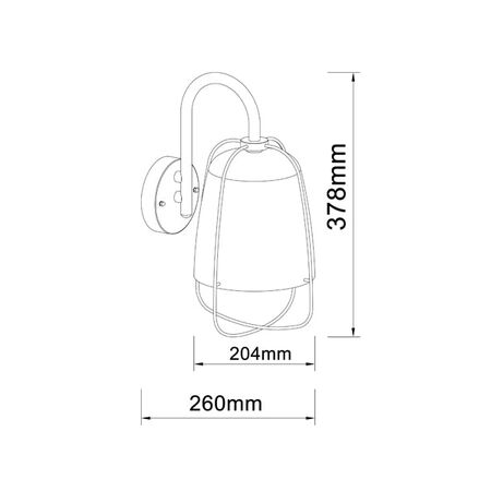 WALL S/M ES ELLIPSE Matt Blk IP44 w/cage