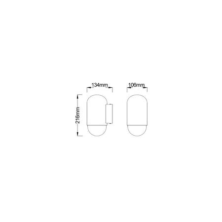 WALL S/M ES OVAL Matt Blk IP44 Opal Diff