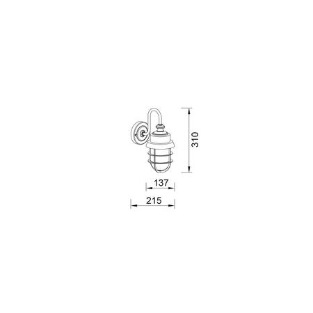 Wall S/M ES Cylinder Galvanized Alum & Glass IP44 w/cage