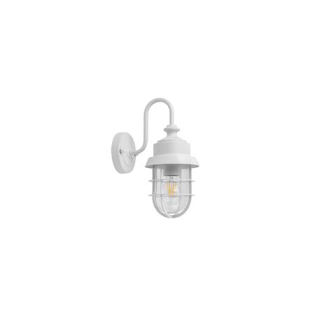 Wall S/M ES Cylinder Matt Wh Alum & Glass IP44 w/cage