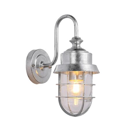 Wall S/M ES Cylinder Matt Blk Alum & Glass IP44 w/cage