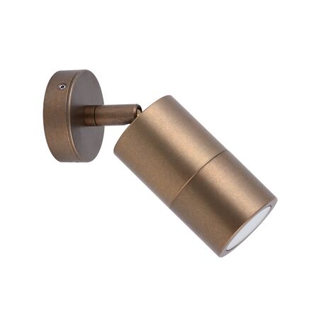 PILLAR S/ADJ GU10 Solid Aged Brass IP65 RND B/Plate