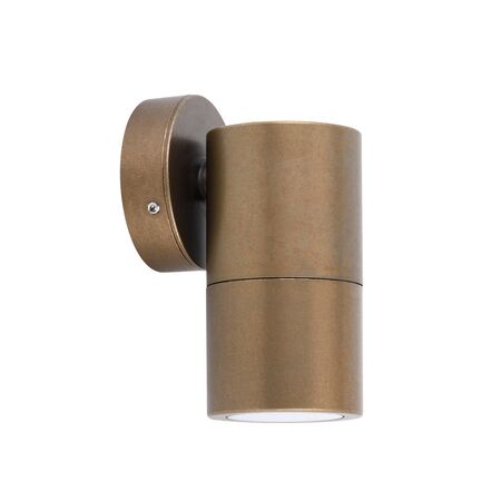 PILLAR S/ADJ GU10 Solid Aged Brass IP65 RND B/Plate
