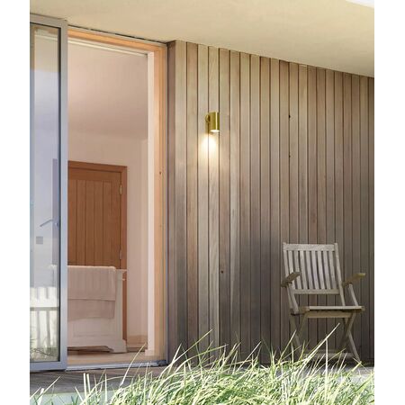 PILLAR FIXED GU10 Solid Polished Brass IP65 RND B/Plate