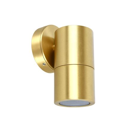 PILLAR Up/Dn GU10 Solid Polished Brass IP65 RND B/Plate