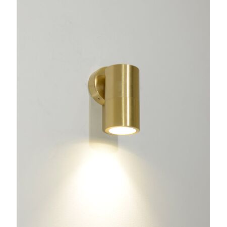 PILLAR Up/Dn GU10 Solid Polished Brass IP65 RND B/Plate