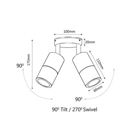 PILLAR S/ADJ 12V MR16 Wh IP65 RND B/Plate