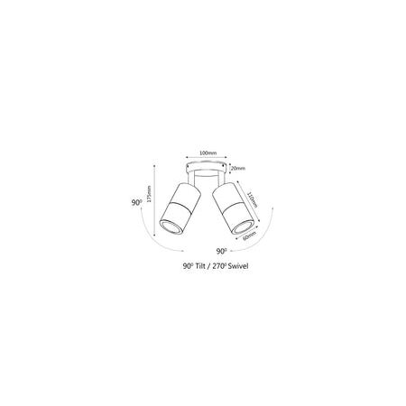 PILLAR Up/Dn 12V MR16 Blk IP65 RND B/Plate