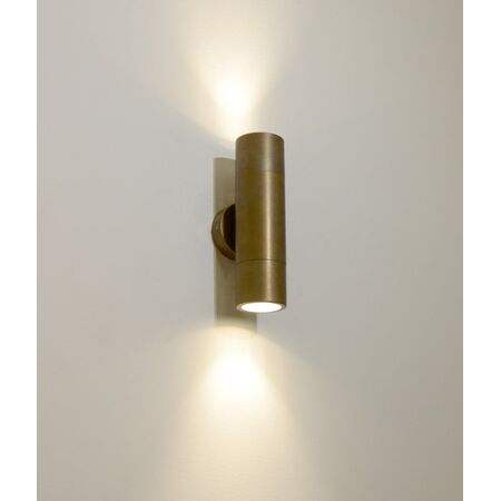 PILLAR FIXED GU10 Solid Aged Brass IP65 RND B/Plate